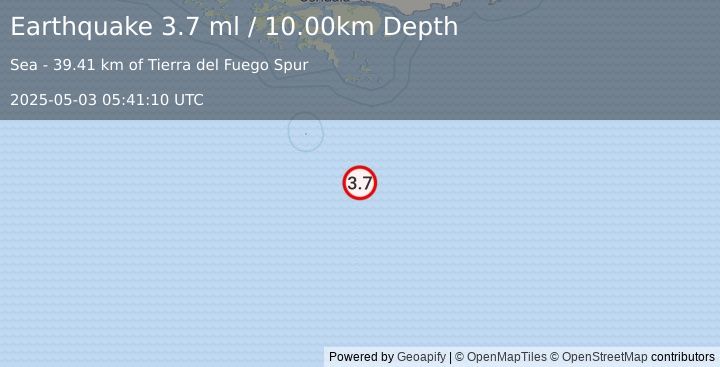 Earthquake DRAKE PASSAGE (3.7 ml) (2025-05-03 05:41:10 UTC)
