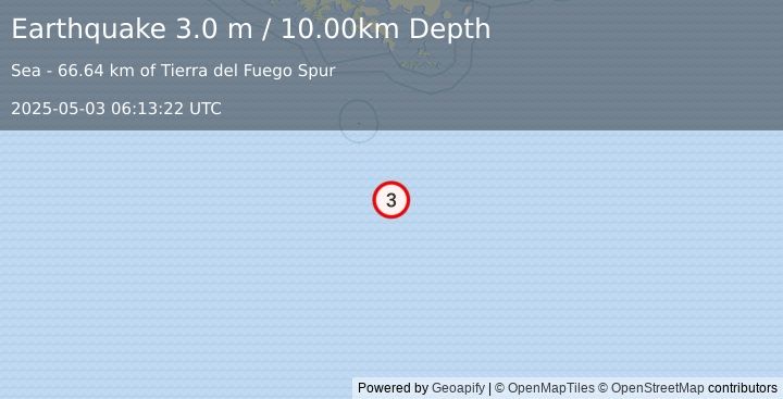 Earthquake DRAKE PASSAGE (3.0 m) (2025-05-03 06:13:22 UTC)