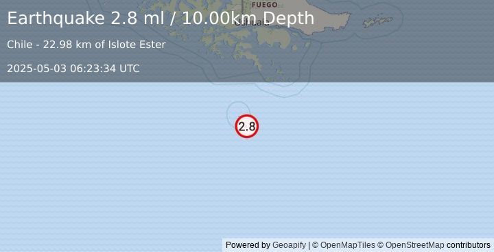 Earthquake DRAKE PASSAGE (2.8 ml) (2025-05-03 06:23:34 UTC)