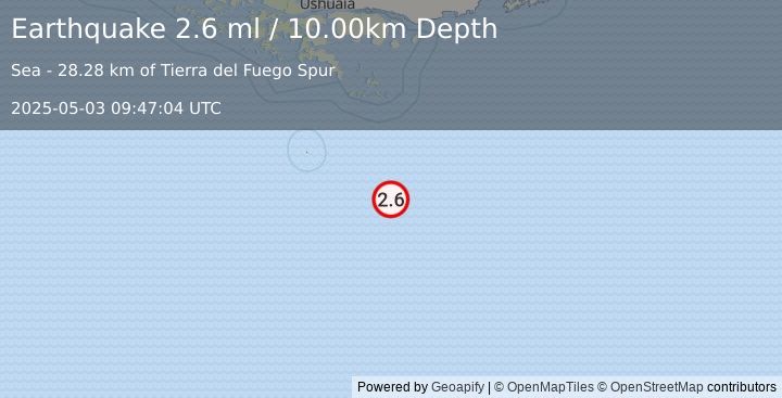 Earthquake DRAKE PASSAGE (2.6 ml) (2025-05-03 09:47:04 UTC)