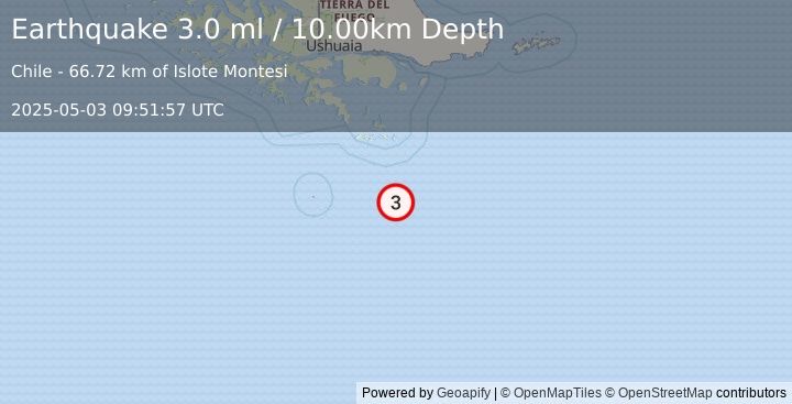 Earthquake DRAKE PASSAGE (3.0 ml) (2025-05-03 09:51:57 UTC)