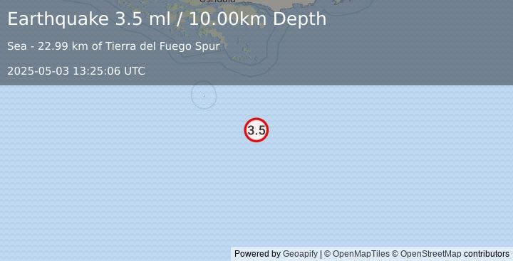 Earthquake DRAKE PASSAGE (3.5 ml) (2025-05-03 13:25:06 UTC)