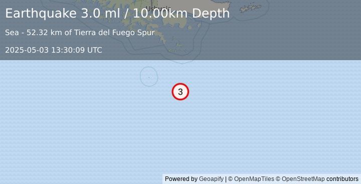 Earthquake DRAKE PASSAGE (3.0 ml) (2025-05-03 13:30:09 UTC)