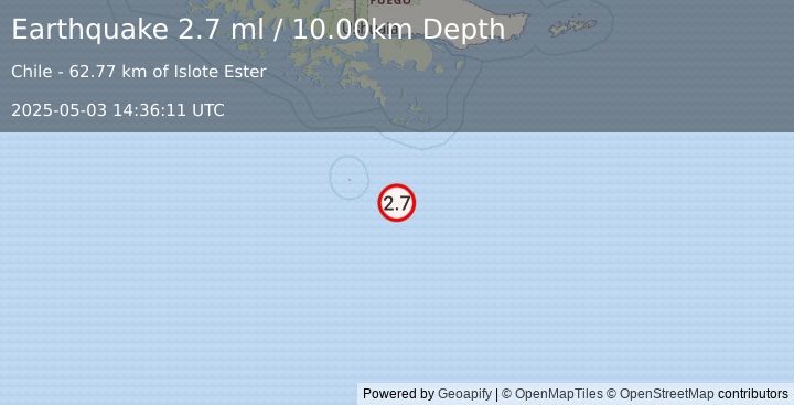 Earthquake DRAKE PASSAGE (2.7 ml) (2025-05-03 14:36:11 UTC)