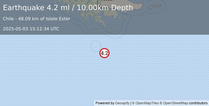 Earthquake DRAKE PASSAGE (4.2 ml) (2025-05-03 15:12:34 UTC)