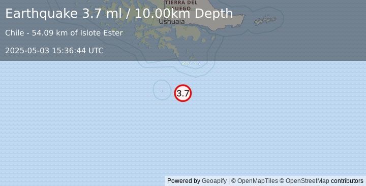 Earthquake DRAKE PASSAGE (3.7 ml) (2025-05-03 15:36:44 UTC)