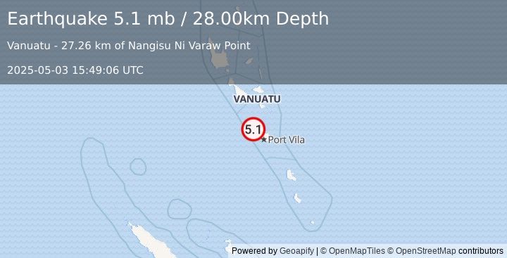 Earthquake VANUATU (5.0 mb) (2025-05-03 15:49:07 UTC)