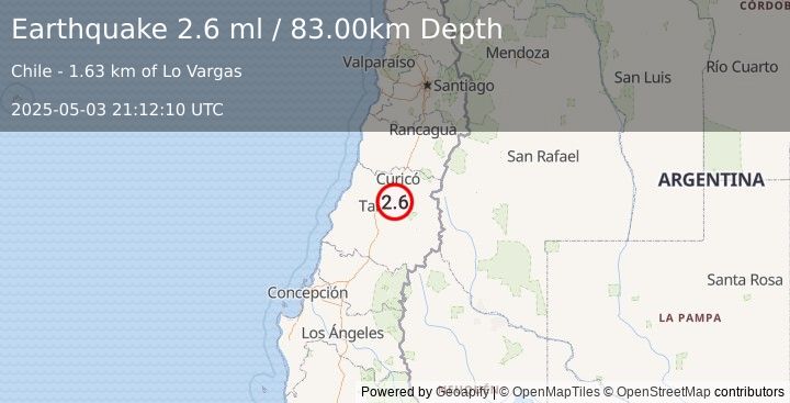 Earthquake MAULE, CHILE (2.6 ml) (2025-05-03 21:12:10 UTC)