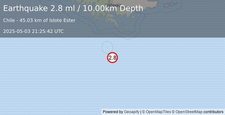 Earthquake DRAKE PASSAGE (2.8 ml) (2025-05-03 21:25:42 UTC)
