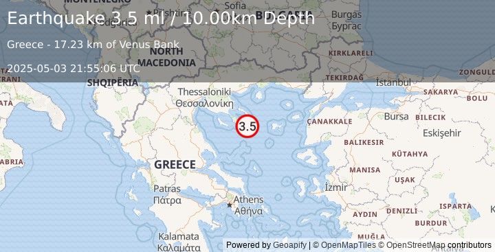 Earthquake AEGEAN SEA (3.5 ml) (2025-05-03 21:55:06 UTC)