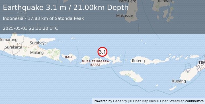 Earthquake BALI SEA (3.1 m) (2025-05-03 22:31:20 UTC)