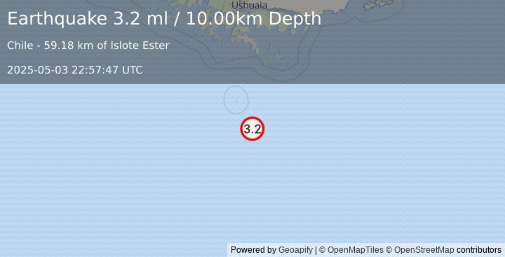 Earthquake DRAKE PASSAGE (3.2 ml) (2025-05-03 22:57:47 UTC)