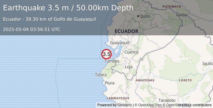 Earthquake PERU-ECUADOR BORDER REGION (3.5 m) (2025-05-04 03:56:51 UTC)