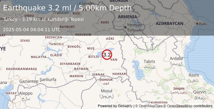 Earthquake EASTERN TURKEY (3.2 ml) (2025-05-04 04:04:12 UTC)