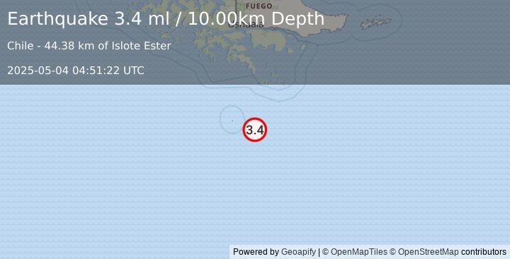 Earthquake DRAKE PASSAGE (3.4 ml) (2025-05-04 04:51:22 UTC)