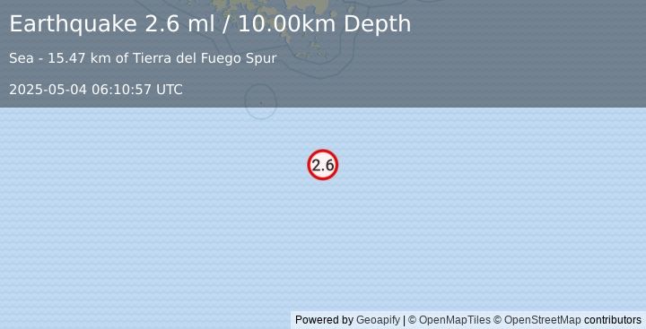 Earthquake DRAKE PASSAGE (2.6 ml) (2025-05-04 06:10:57 UTC)