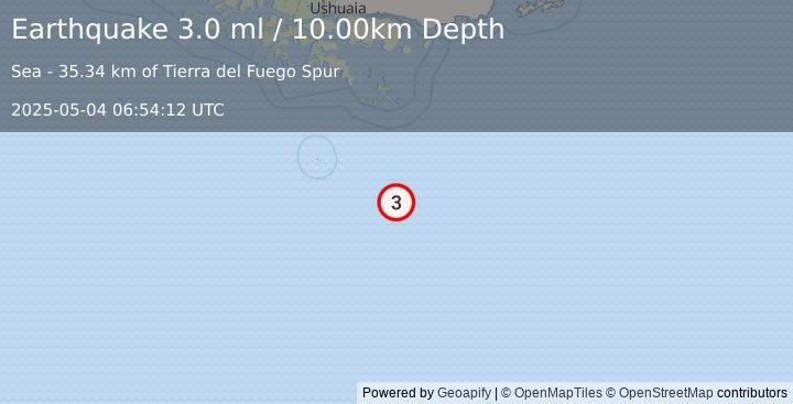 Earthquake DRAKE PASSAGE (3.0 ml) (2025-05-04 06:54:12 UTC)