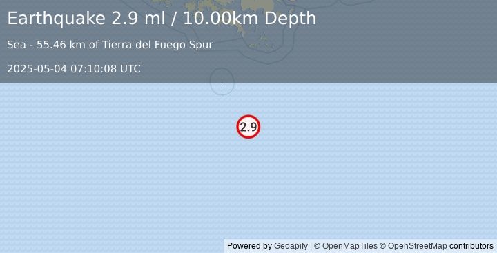 Earthquake DRAKE PASSAGE (2.9 ml) (2025-05-04 07:10:08 UTC)