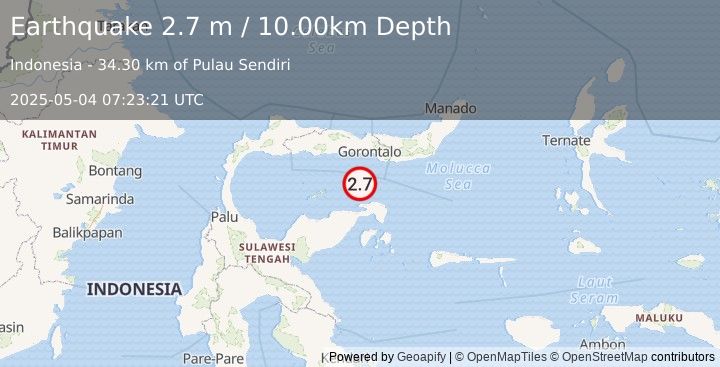 Earthquake SULAWESI, INDONESIA (2.7 m) (2025-05-04 07:23:21 UTC)