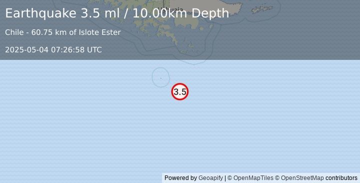 Earthquake DRAKE PASSAGE (3.5 ml) (2025-05-04 07:26:58 UTC)