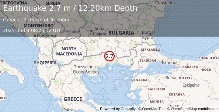 Earthquake GREECE (2.7 m) (2025-05-04 08:25:12 UTC)