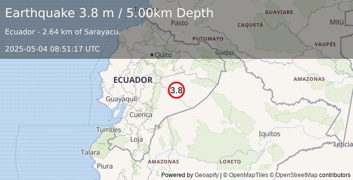 Earthquake ECUADOR (3.8 m) (2025-05-04 08:51:17 UTC)