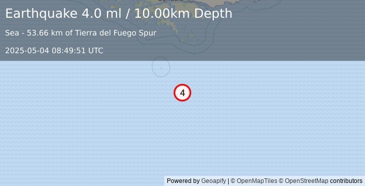 Earthquake DRAKE PASSAGE (4.0 ml) (2025-05-04 08:49:51 UTC)