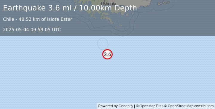 Earthquake DRAKE PASSAGE (3.6 ml) (2025-05-04 09:59:05 UTC)