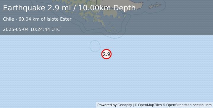 Earthquake DRAKE PASSAGE (2.9 ml) (2025-05-04 10:24:44 UTC)