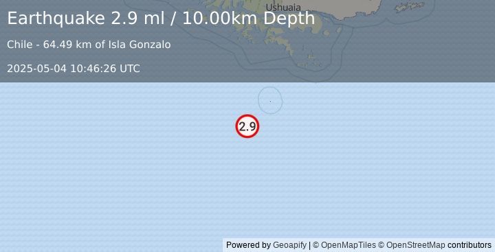 Earthquake DRAKE PASSAGE (2.9 ml) (2025-05-04 10:46:26 UTC)
