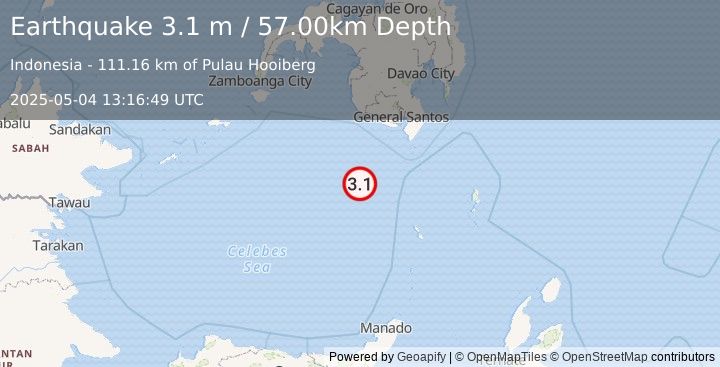Earthquake CELEBES SEA (3.1 m) (2025-05-04 13:16:49 UTC)