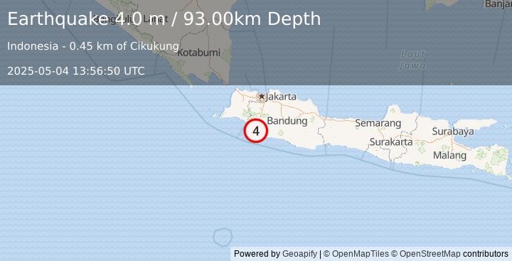 Earthquake JAVA, INDONESIA (4.0 m) (2025-05-04 13:56:50 UTC)