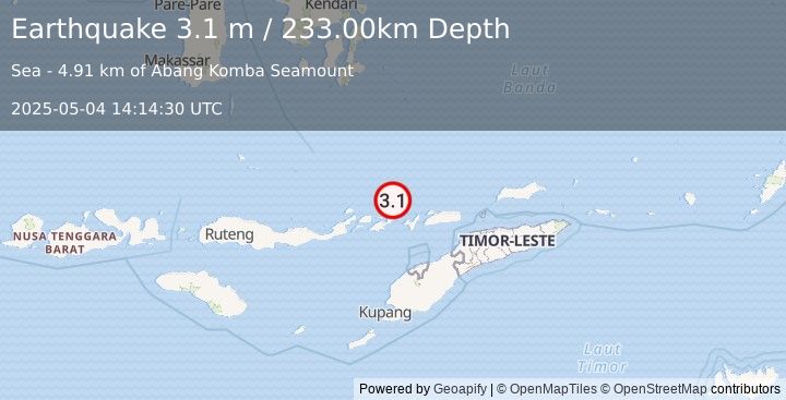 Earthquake BANDA SEA (3.1 m) (2025-05-04 14:14:30 UTC)