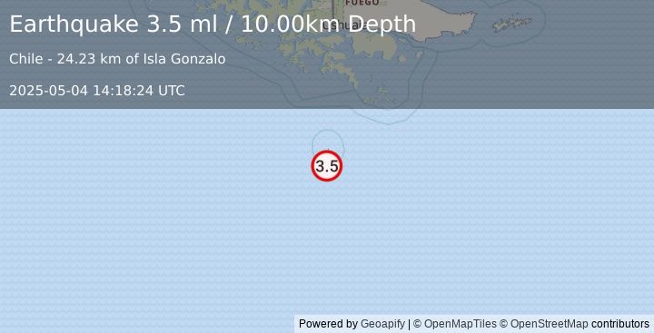Earthquake DRAKE PASSAGE (3.5 ml) (2025-05-04 14:18:24 UTC)