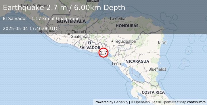 Earthquake EL SALVADOR (2.7 m) (2025-05-04 17:46:06 UTC)