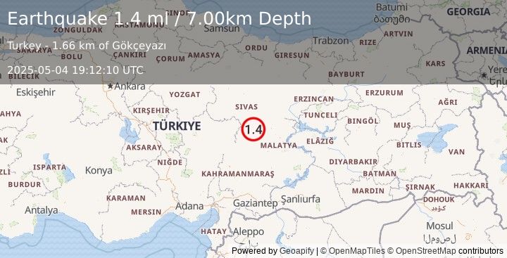 Earthquake CENTRAL TURKEY (1.4 ml) (2025-05-04 19:12:10 UTC)