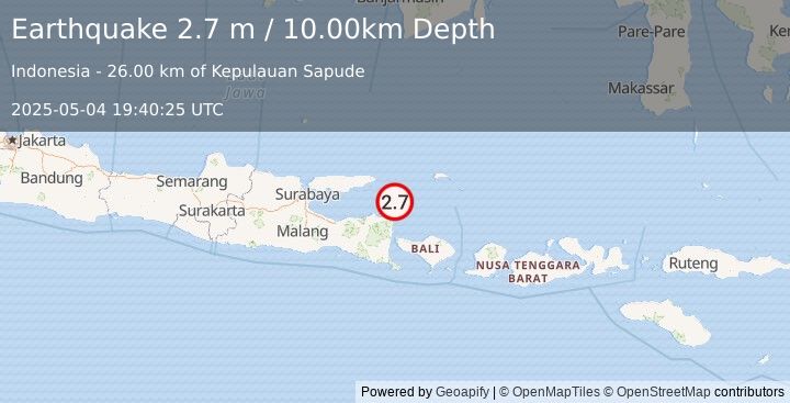 Earthquake BALI SEA (2.7 m) (2025-05-04 19:40:25 UTC)