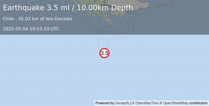 Earthquake DRAKE PASSAGE (3.5 ml) (2025-05-04 19:53:33 UTC)