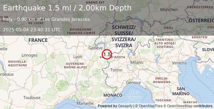Earthquake FRANCE (1.5 ml) (2025-05-04 23:40:31 UTC)