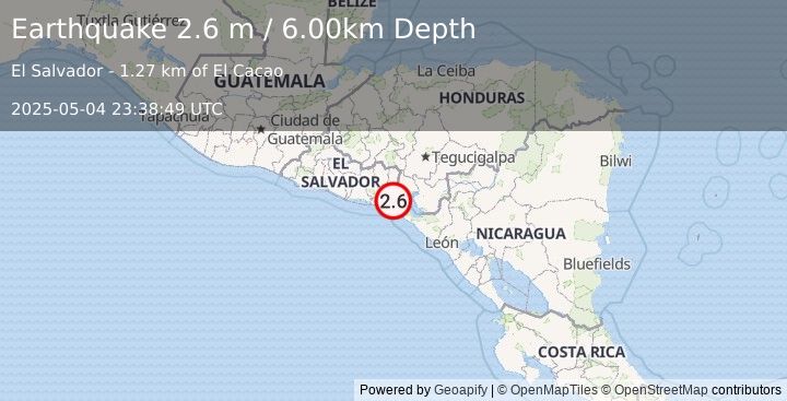 Earthquake EL SALVADOR (2.6 m) (2025-05-04 23:38:49 UTC)