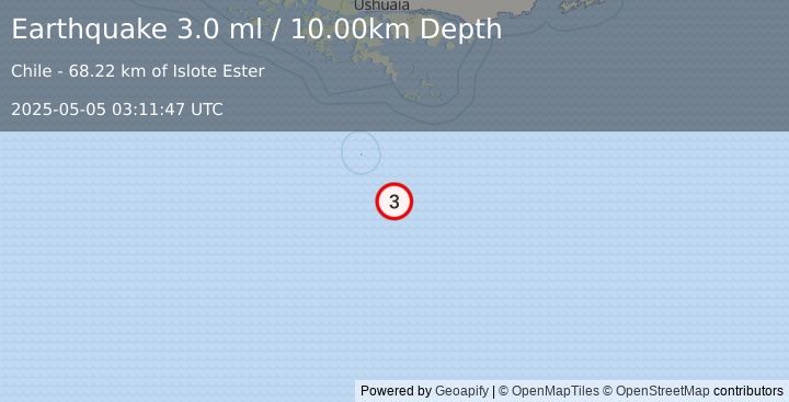 Earthquake DRAKE PASSAGE (3.0 ml) (2025-05-05 03:11:47 UTC)
