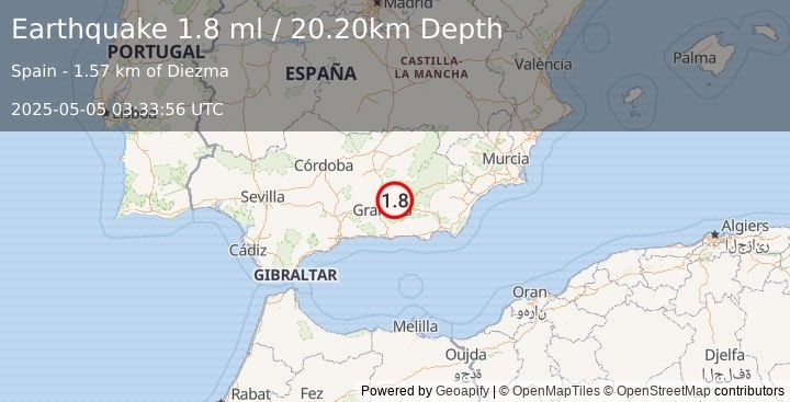 Earthquake SPAIN (1.8 ml) (2025-05-05 03:33:56 UTC)