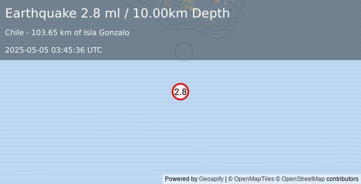 Earthquake DRAKE PASSAGE (2.8 ml) (2025-05-05 03:45:36 UTC)