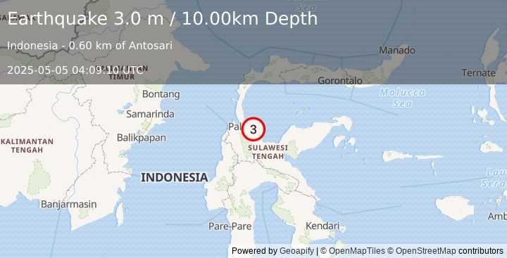 Earthquake MINAHASA, SULAWESI, INDONESIA (3.0 m) (2025-05-05 04:09:10 UTC)