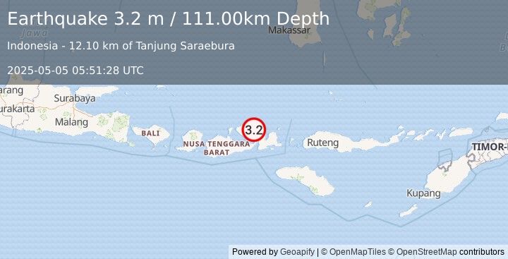 Earthquake SUMBAWA REGION, INDONESIA (3.2 m) (2025-05-05 05:51:28 UTC)