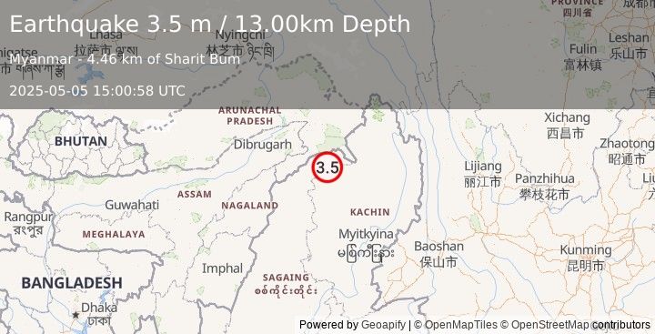 Earthquake MYANMAR (3.5 m) (2025-05-05 15:00:58 UTC)