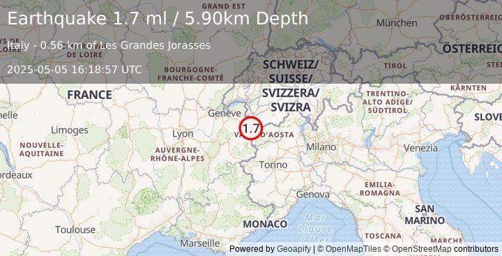 Earthquake FRANCE (1.7 ml) (2025-05-05 16:18:57 UTC)