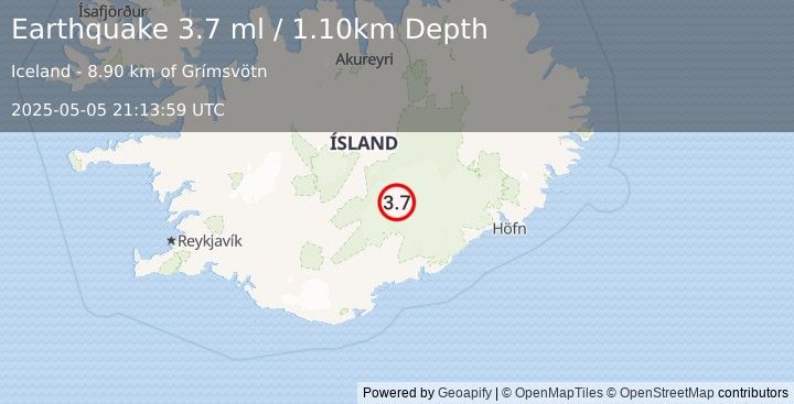 Earthquake ICELAND (5.1 mb) (2025-05-05 21:14:04 UTC)