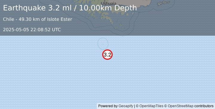 Earthquake DRAKE PASSAGE (3.2 ml) (2025-05-05 22:08:52 UTC)