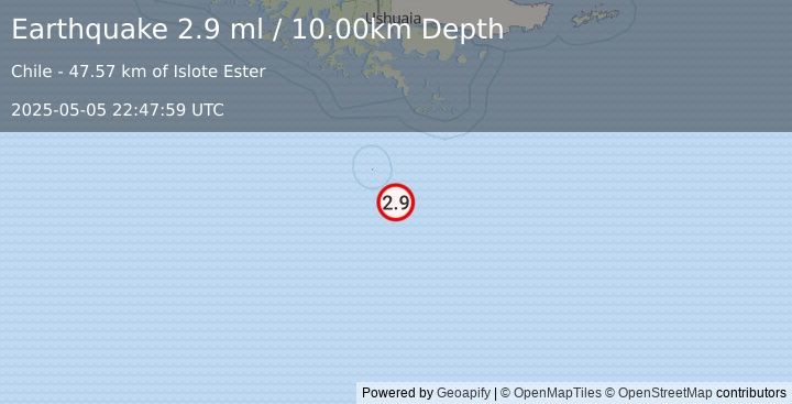 Earthquake DRAKE PASSAGE (2.9 ml) (2025-05-05 22:47:59 UTC)